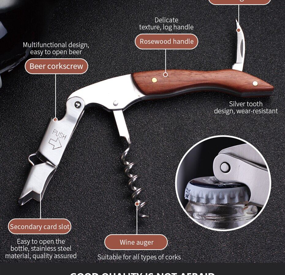 Professional Waiter Corkscrew With Wood Handle And Storage Bag_voghion.com
