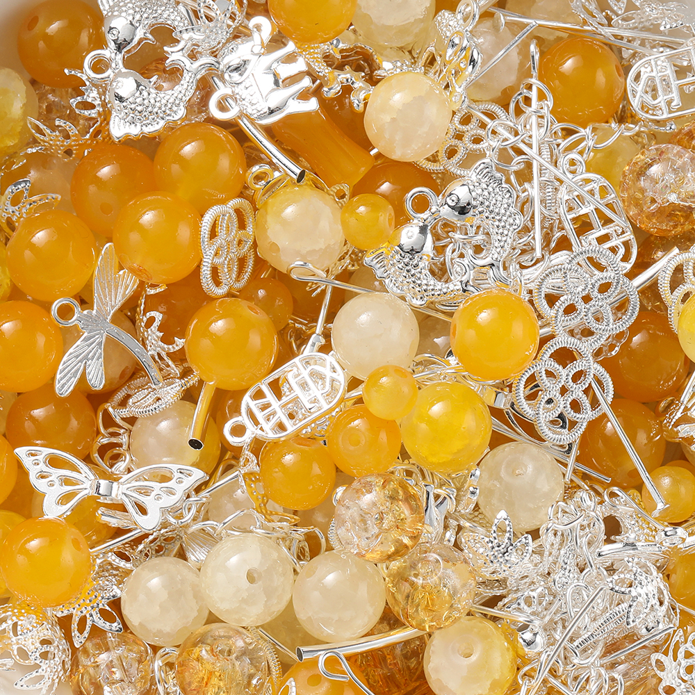 St.kunkka 30/50g Mixed Round Glass Beads Slub Beads With Metal Accessories For DIY Bracelets Necklaces Jewelry Jewelry Accessories Making