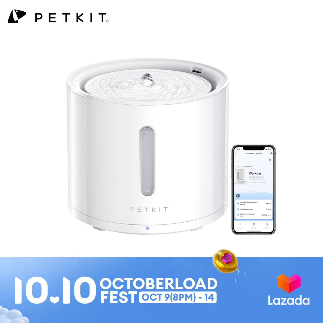 PETKIT EVERSWEET Solo 2 Wireless Pump Dog Cat Water Fountain,App Control,Ultra Quiet, 3 Working Modes,Visualization Window, Water Dispenser-2L ราคา 1,508 บาท*ส่งฟรี