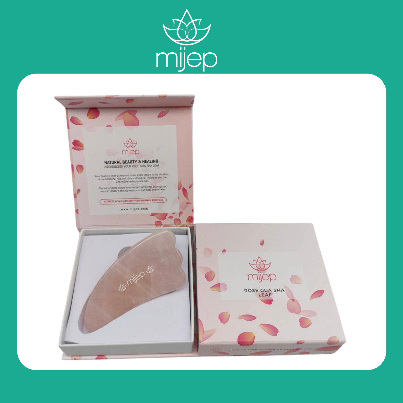 Gambar Rose Quartz Gua Sha (leaf shape)   Stunning Premium Quality Natural Stone Facial GuaSha, Face Massager Tool. Traditional Crystal Facial Scraping Tool (Jade Roller Alternative)