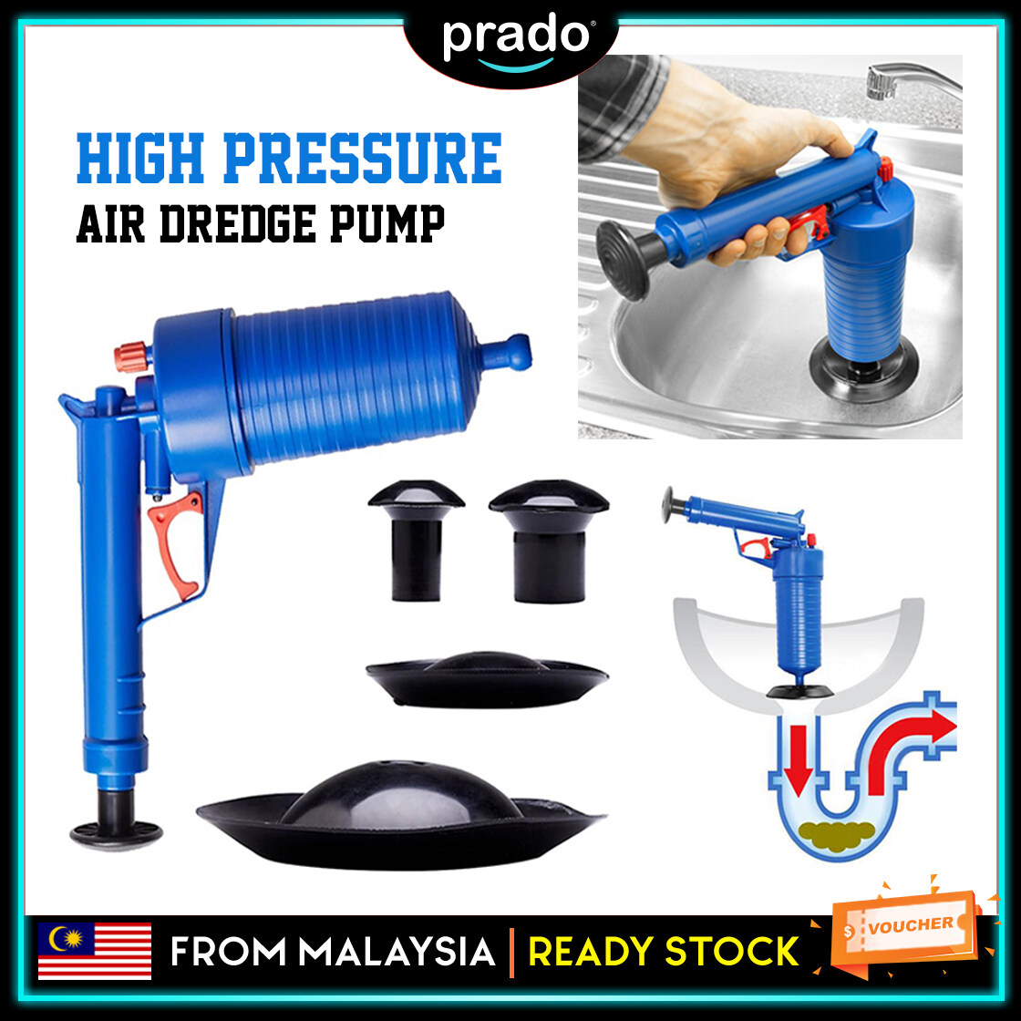 Professional High Pressure Air Drain Blaster Clog Dredge Clogged
