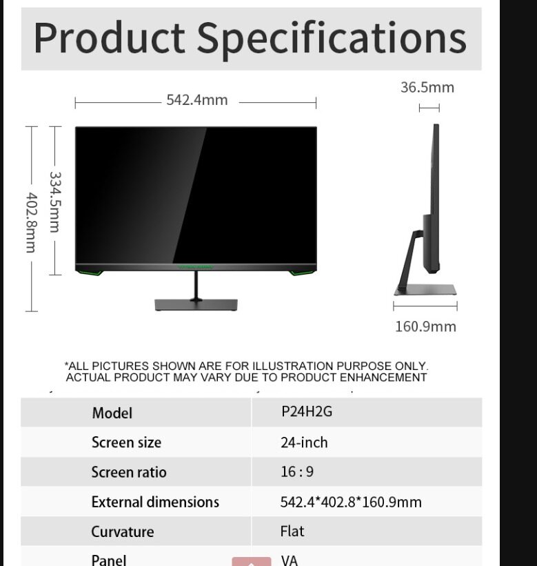 Titan Army P24H2G 24 inch 165HZ Full HD 1MS MPRT Gaming Monitor