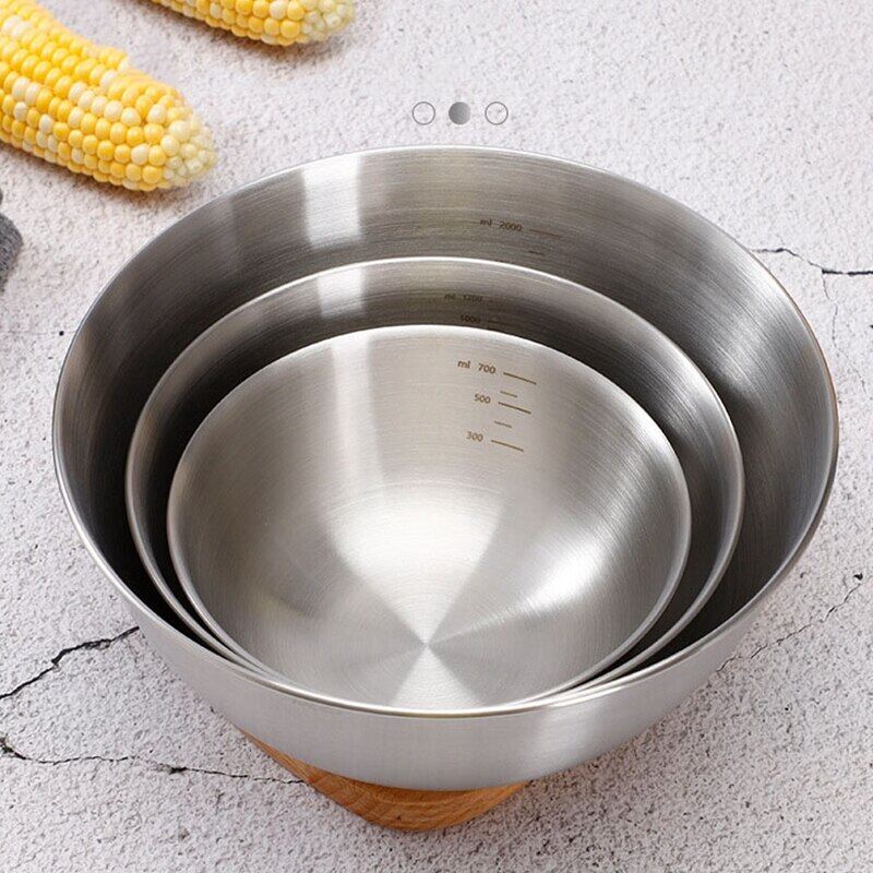 Gambar 304 Stainless Steel Kitchen Mixing Bowls Nesting Storage Bowls Set Kitchen Salad Bowls Cooking Scale Bowl Baking Accessory 1pcs