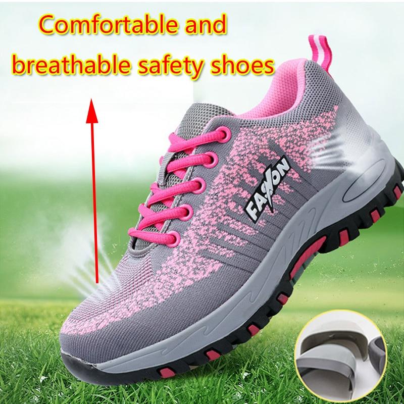 QINHUIZE Women's Work Boots Steel Toe 