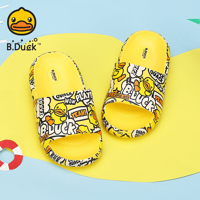 B. Duck Children s Slippers Graffiti Yellow Slippers Comfortable Material