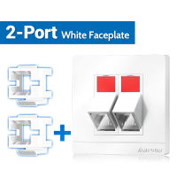 Ampcom 86*86mm góc cạnh faceplate với một sợi quang Coupler khung Tương thích với sợi quang RJ45 và RJ11 mạng và điện thoại Keystone mô-đun