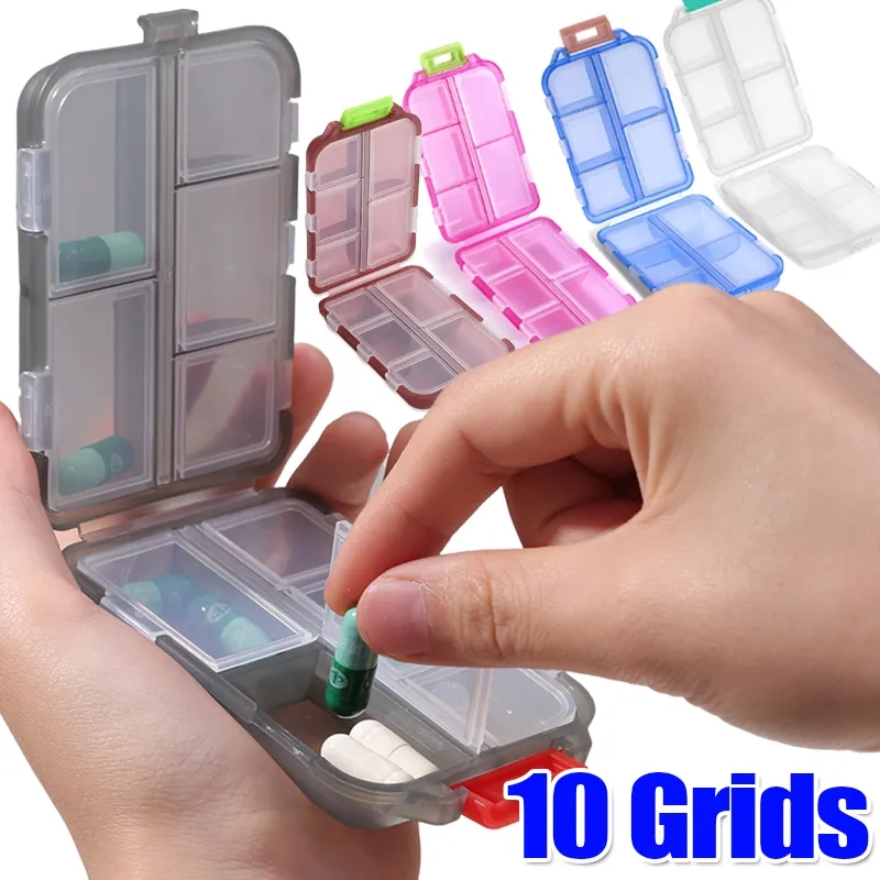 10 Lưới Mini Xách Tay Thuốc Tổ Chức Trường Hợp Hộp Thuốc hộp lưu trữ thuốc Container Hàng Tuần Du Lịch Thuốc Thuốc Trường Hợp Dispenser