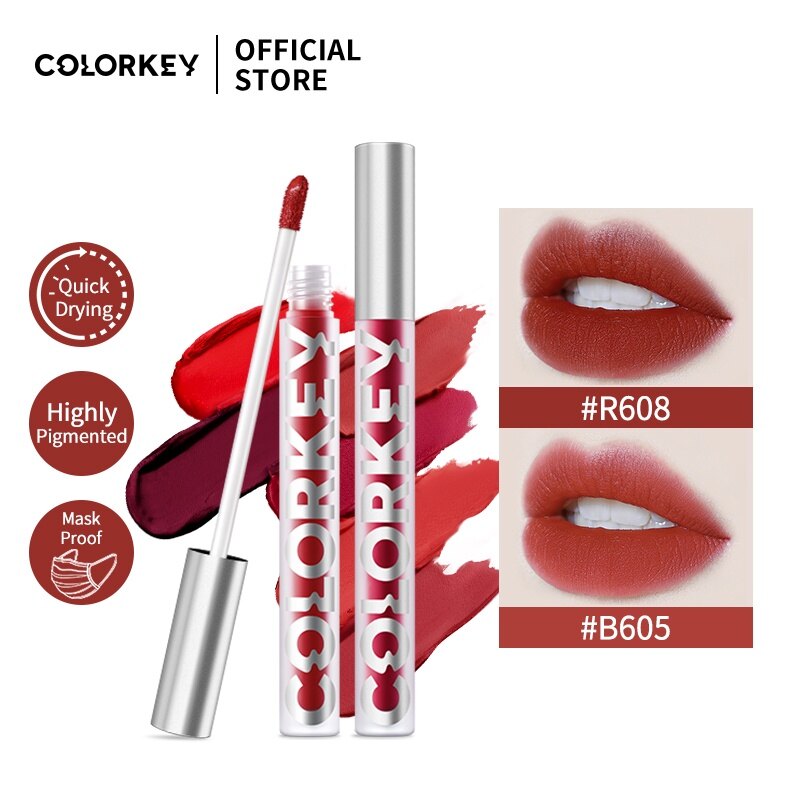Gambar Colorkey Velvet Liquid Lipstick Matte Lip Gloss Glaze Waterproof Long lasting Makeup Cosmetic 1.7g