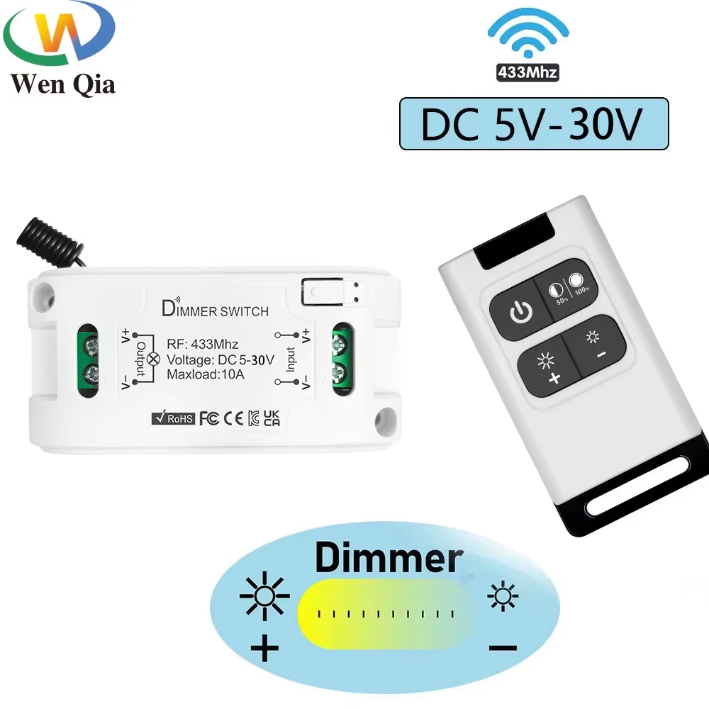 RF 433 Mhz Wireless Dimmer Light Switch Remote Control Dc 5v 12v 24v 30v Dimmer Mini Relay Receiver for Dc Motor Led Light Lamp ราคา 326 บาท*ส่งฟรี