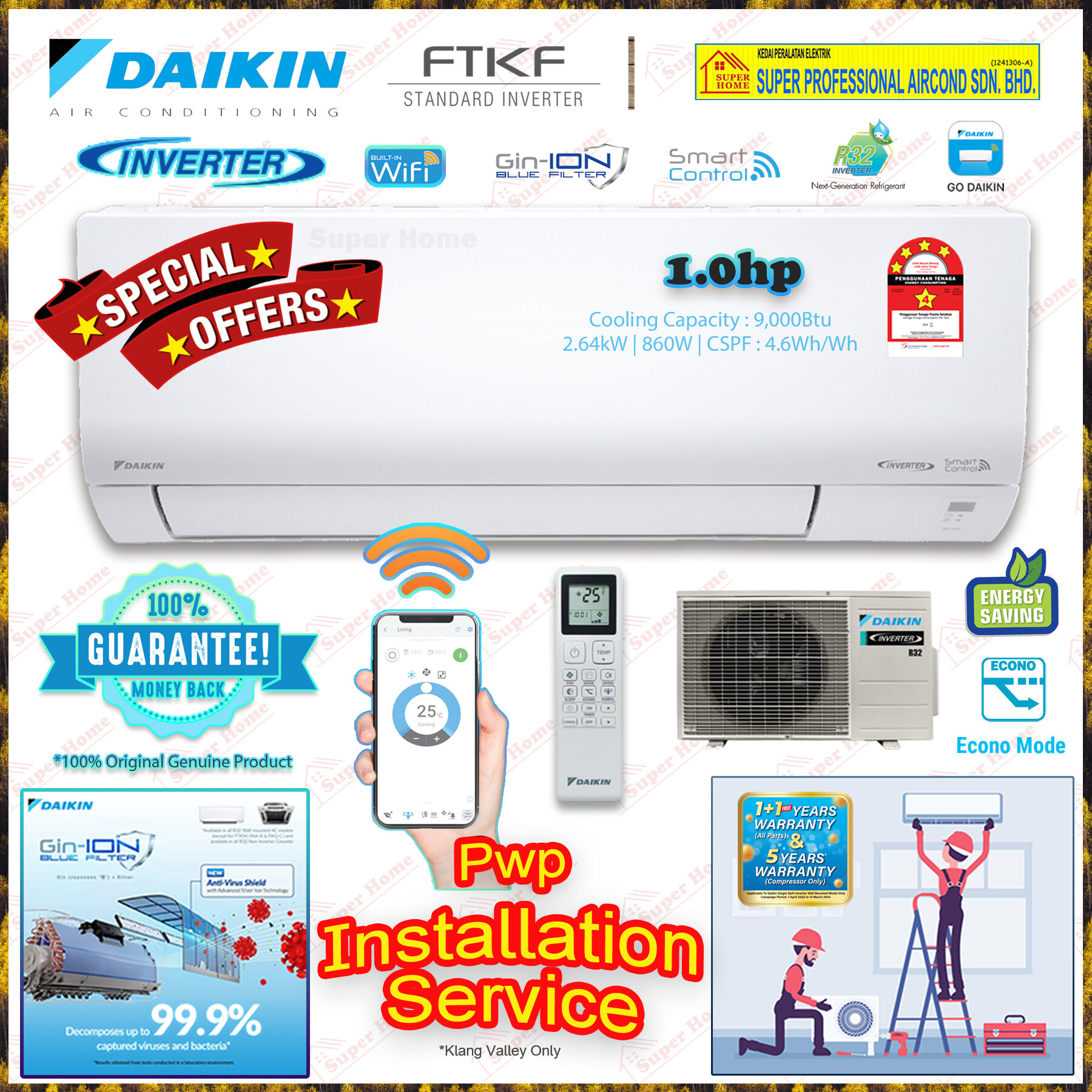 daikin r32 1.0 hp standard inverter air conditioner