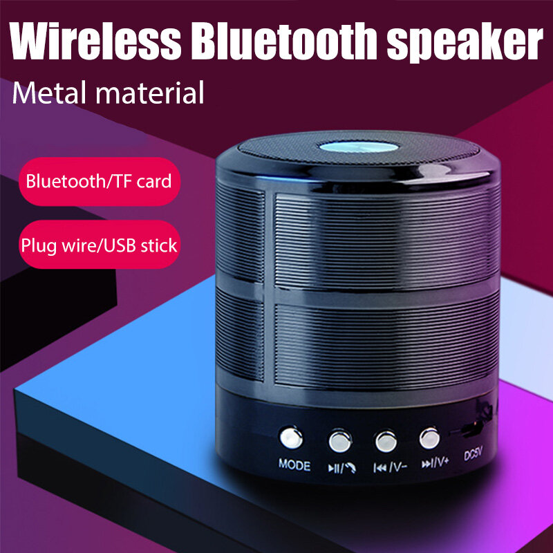Đài di động mini Loa Bluetooth không dây loa siêu trầm di động vải hỗ trợ âm thanh thẻ TF MP3 với Mic
