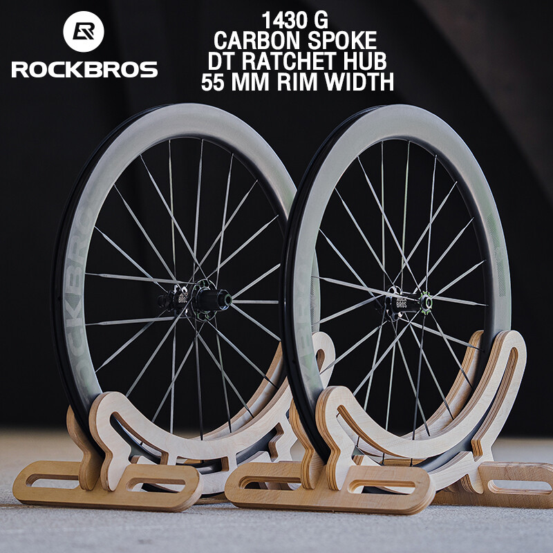ROCKBROS Carbon Fiber Wheelset Lightweight Faster Disc Brake RIM DT Ratchet Hub Clincher Tubeless 1430g 55mm Carbon Rim Durable Aeromatic Carbon Wheel ราคา 50,290 บาท*ส่งฟรี