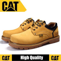Caterpillar genuine leather shoes CAT safety shoes anti-smashing steel-toed tooling boots wide feet shoes yellow