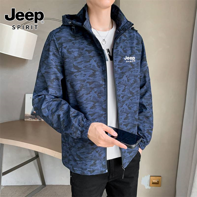 JEEP SPIRIT 1941 ESTD Jacket Men's Spring and Autumn Casual Camouflage Jacket Men's Hooded Jacket Young and Middle-aged Jacket