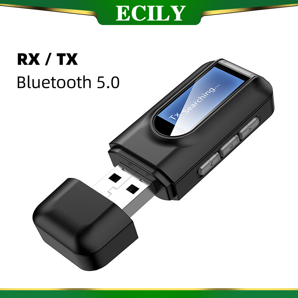 [ECILY 2 in1 USB Bluetooth 5.0 Audio Transmitter Receiver LCD Display 3.5MM AUX Stereo Wireless Adapter Dongle For PC T V Car Headphones,2 in1 USB Bluetooth 5.0 Audio Transmitter Receiver LCD Display 3.5MM AUX Stereo Wireless Adapter Dongle For PC T V Car ราคา 211 บาท*ส่งฟรี