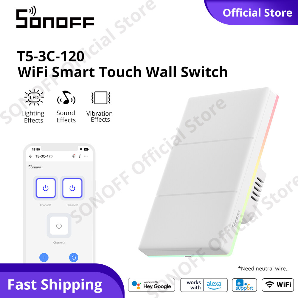 Công tắc gắn tường thông minh SONOFF TX T5 Công tắc đèn cảm ứng WiFi Đèn báo LED RGB Phản hồi cảm ứn