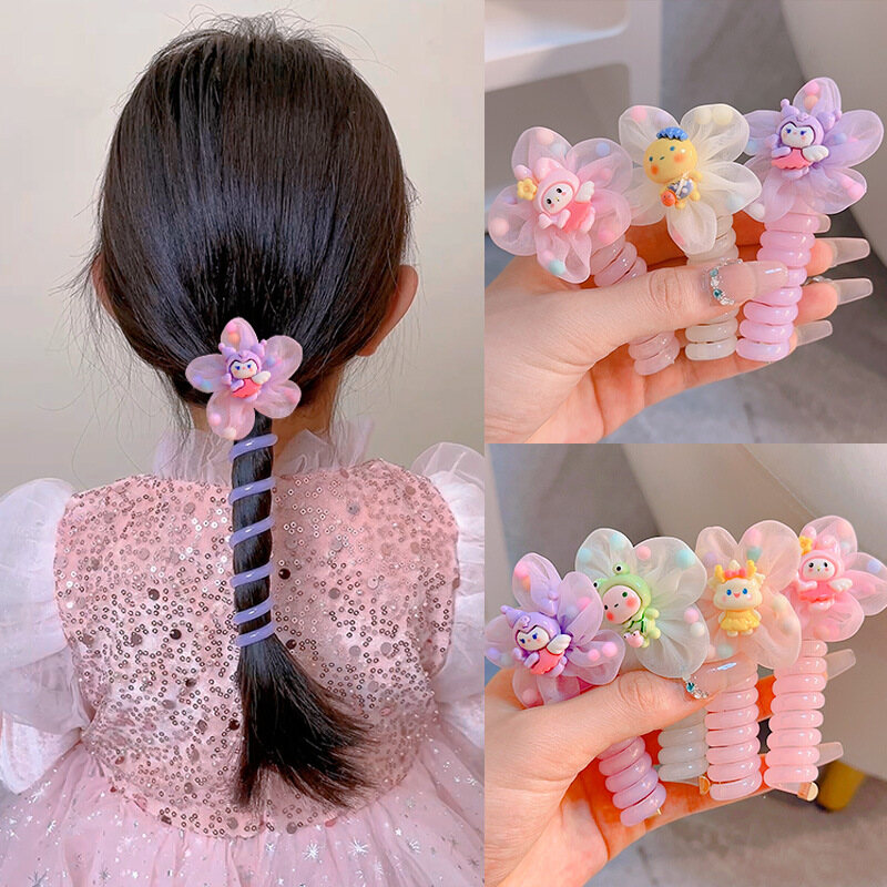 Ready Stock Sanrio Coil Hair Tie Kids Girl Ponytail Hair Rope Fashion Scrunchies Braided Telephone Cord Hair Ring