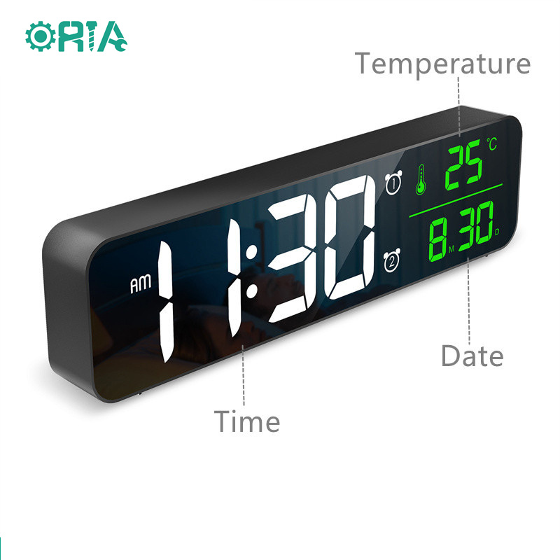 ORIA Digital Clock Large Screen LED Alarm Clock 10.5 Inch Wall Clock for Living Room Office Bedroom Decor With LED Electronic Date Temp Display Automatic Brightness Smart Modern Desk Clock Nice Gift for Kids Students Adult
