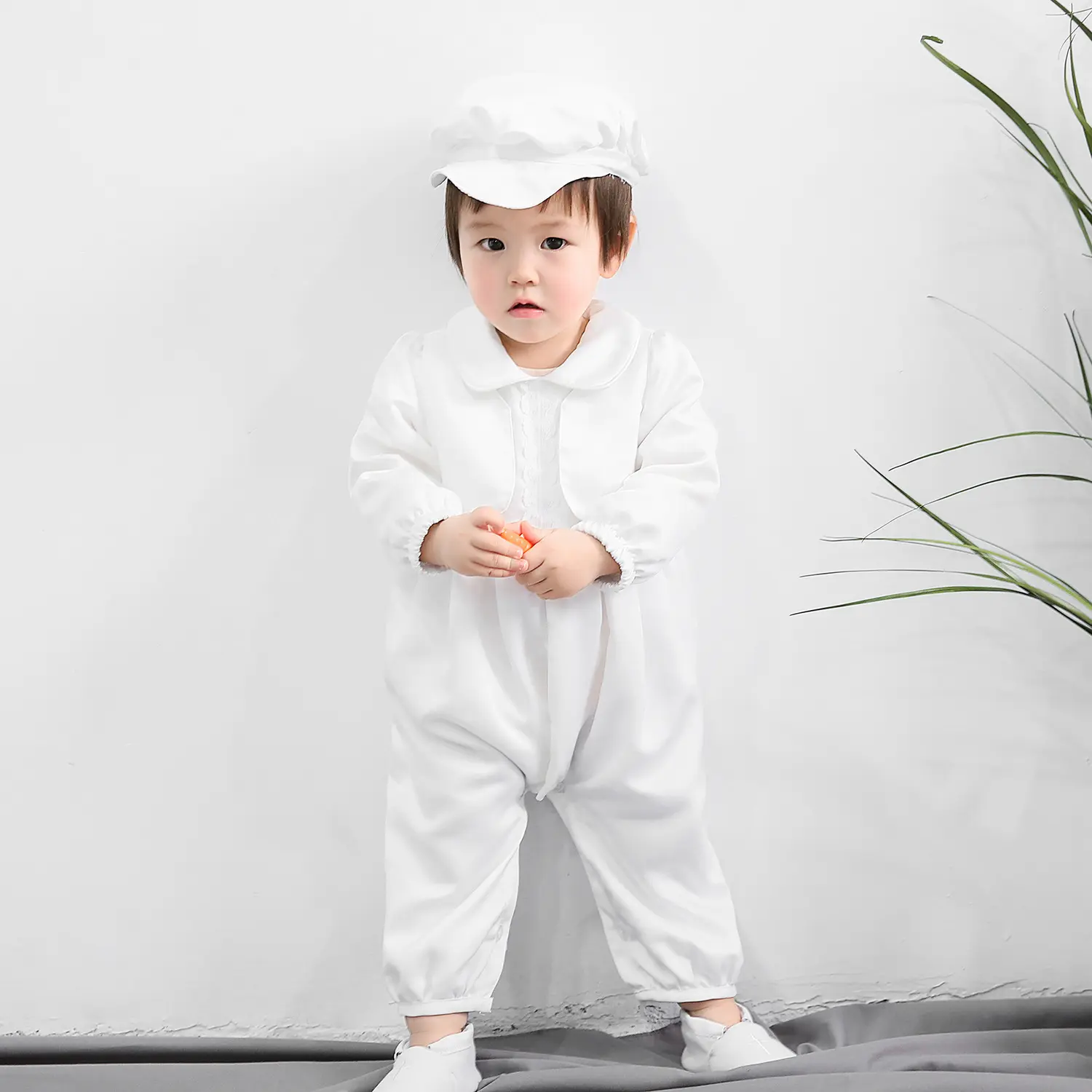 boys white jumpsuit