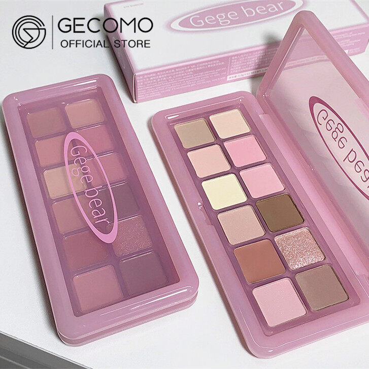 Gecomo 12 màu sắc bảng màu mắt, Matte Pearlescent độ bóng cao Bột nhũ màu bền Rendering earthy Eyeshadow