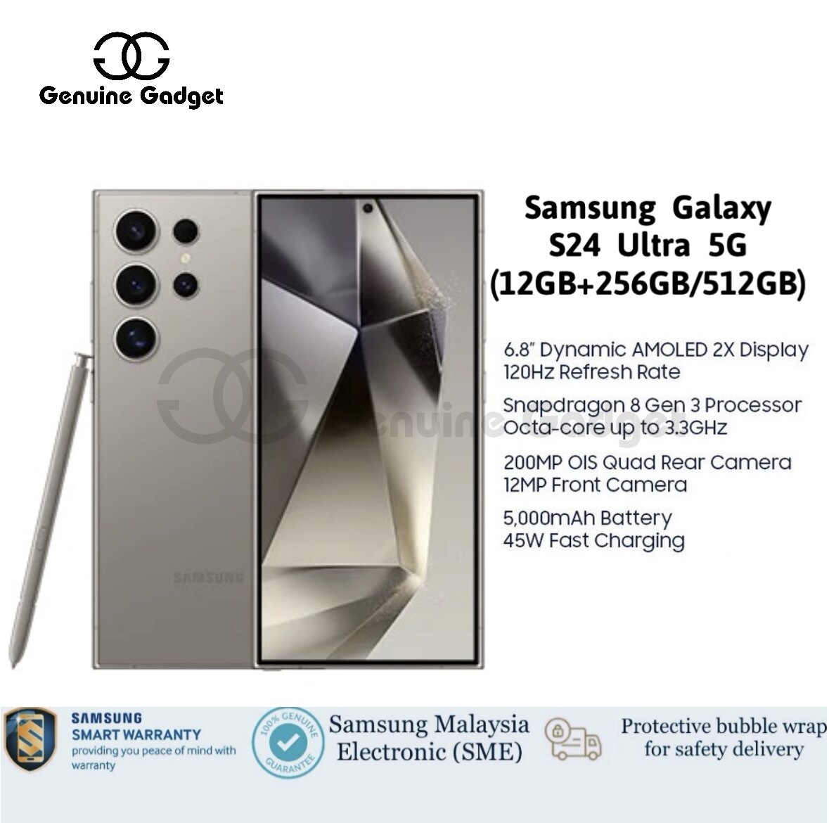 Samsung Galaxy S24 Ultra 5G (S928) 12GB + 256GB /512GB ROM 12 MONTHS WARRANTY BY SAMSUNG MALAYSIA ELECTRONICS (SME)