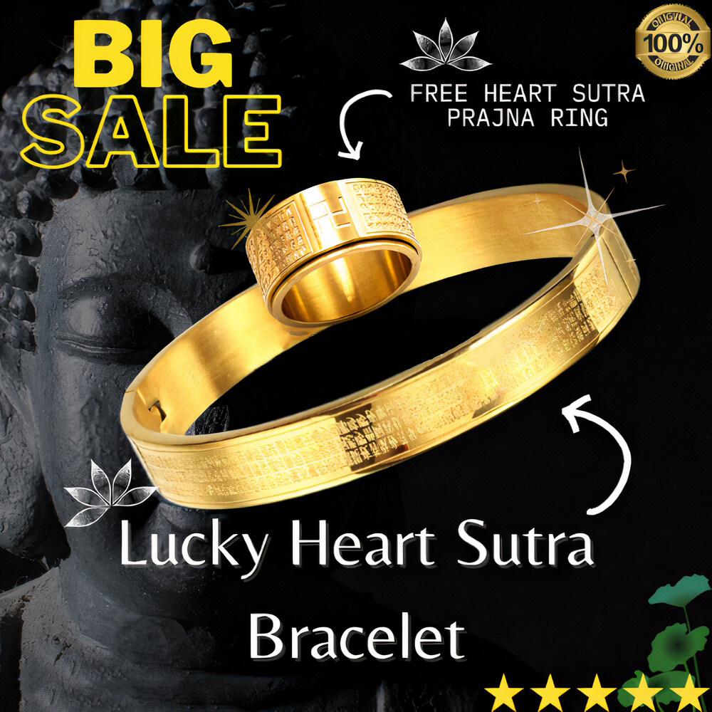 heart sutra lucky sutra bracelet Heart Sutra Bangle Bracelet Budda Bracelet 14K Gold Bracelet