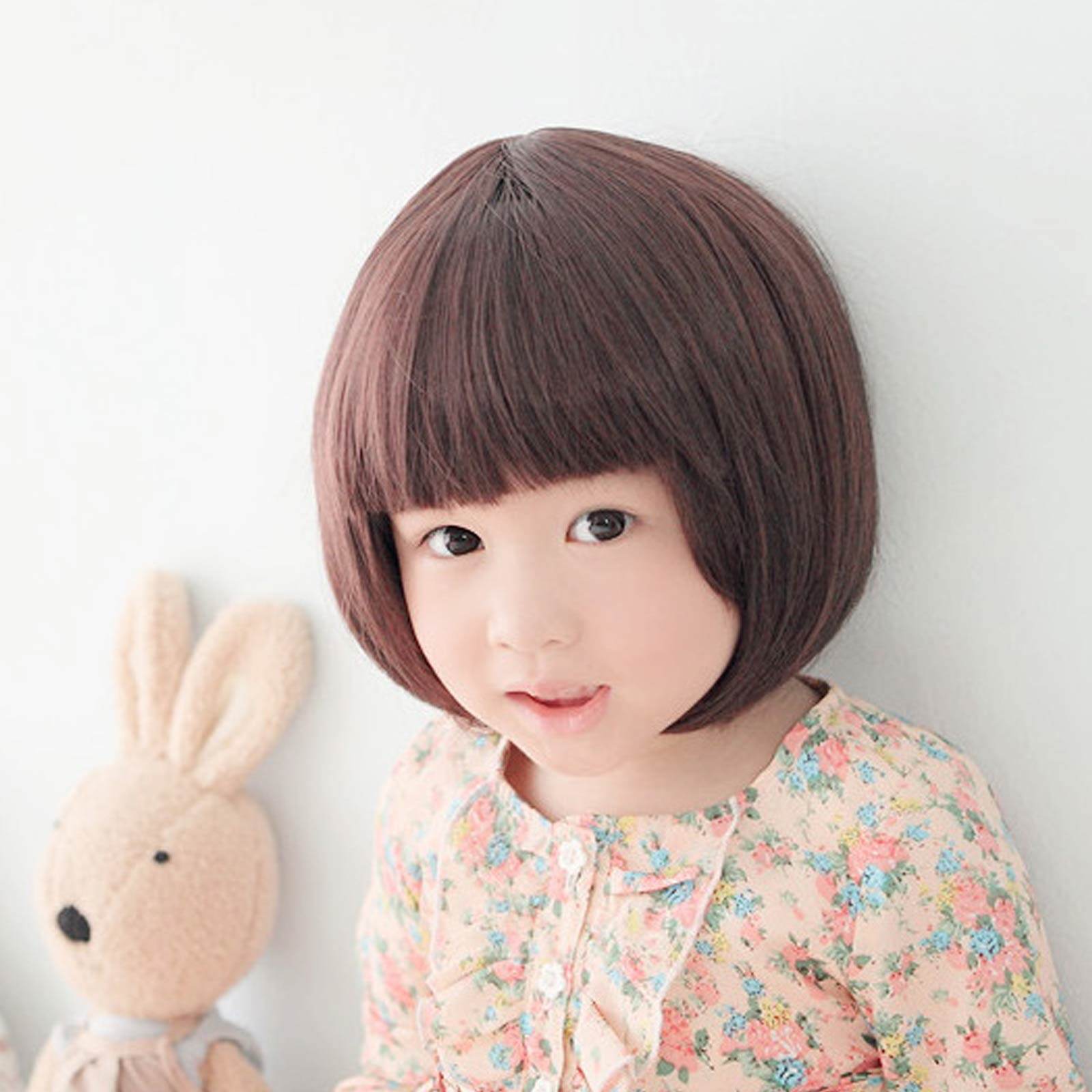 Cute Short Straight Synthetic Hair Wig with Neat Bangs for Child Kids Girls  Party Cosplay Stage Performance Photography Daily Wear 30cm Length Dark  Brown | Lazada PH