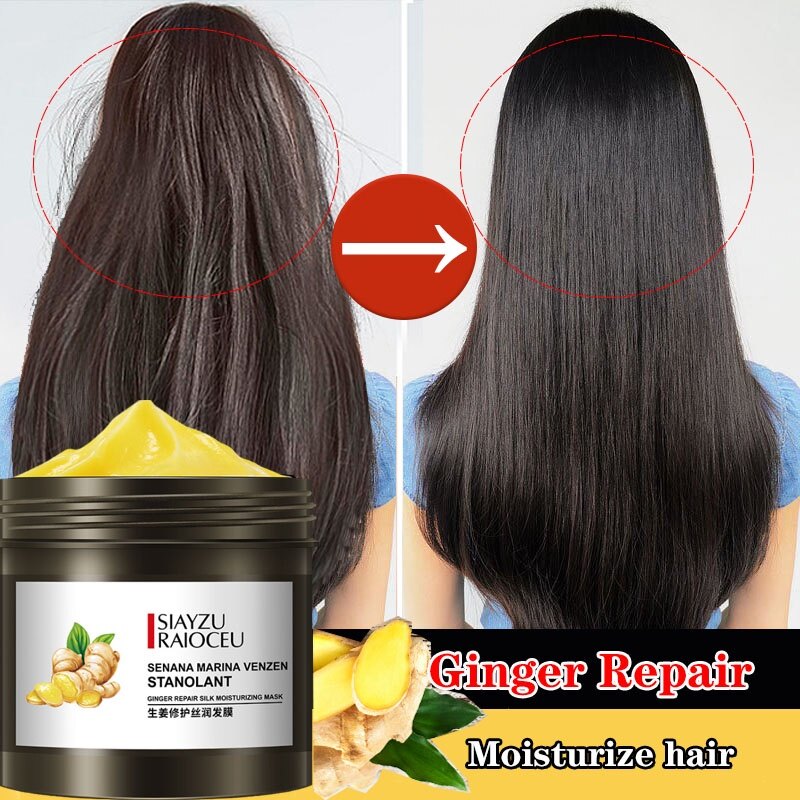 Gambar Ginger hair mask 500ml anti hair loss nutrition nourishing moisturizing smooth frizzy hair repair dyed perm dry steam free conditioner hair mask ????500ml??????????