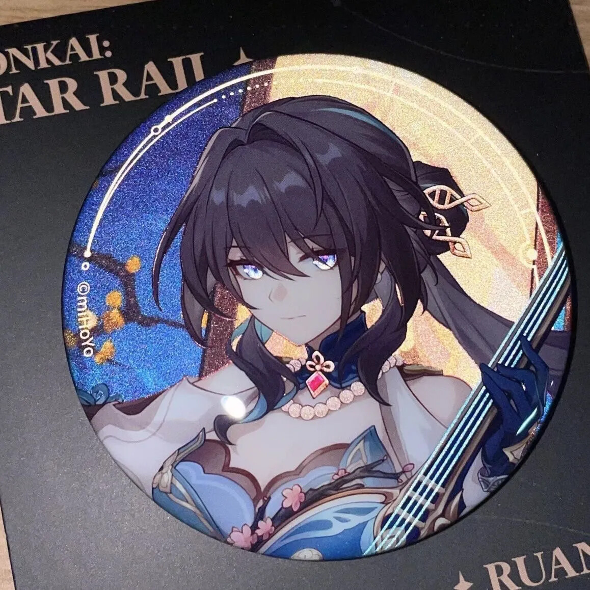 Mới Honkai Star Rail Yan Mei Huy hiệu Phản Chiếu Thời Trang Lóng Lánh Quà Tặng Cosplay Với Pompoms M