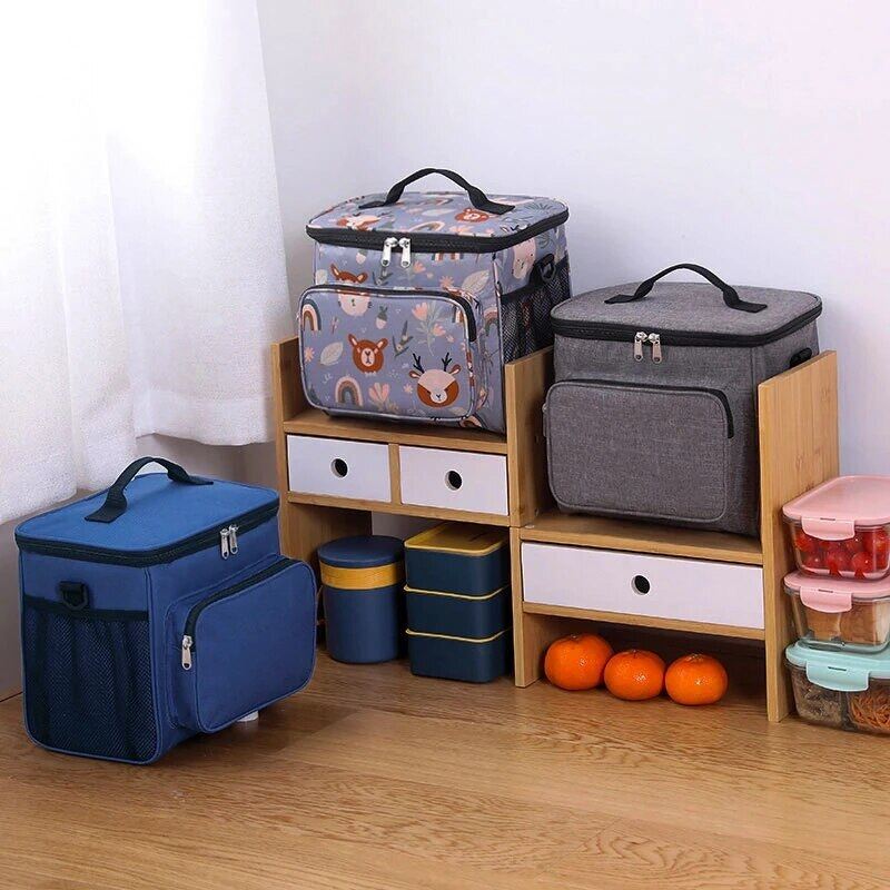 Gambar Large Capacity Women Men Insulated Lunch Box Bag Travel Portable Camping Picnic Tote Cold Food Cooler Thermal Bags Accessories