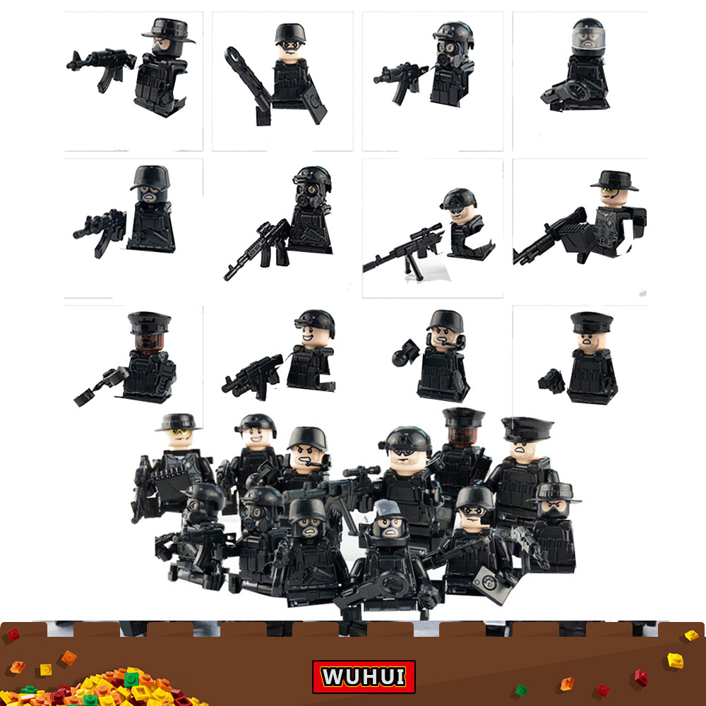 WUHUI 20PCS SWAT Military Army WW2 Minifigures Toy Building Kit Toys Building Blocks SWAT Team City Police Partisans Military Figure Soldier Building Bricks for Preschool Children Ages 3+ Kids Toys Compatible with All Brands