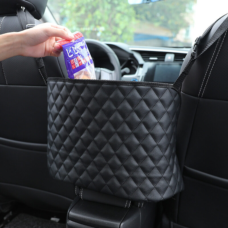 Ann-Car】PU leather Car Handbag Holder Black Leather Seat Back
