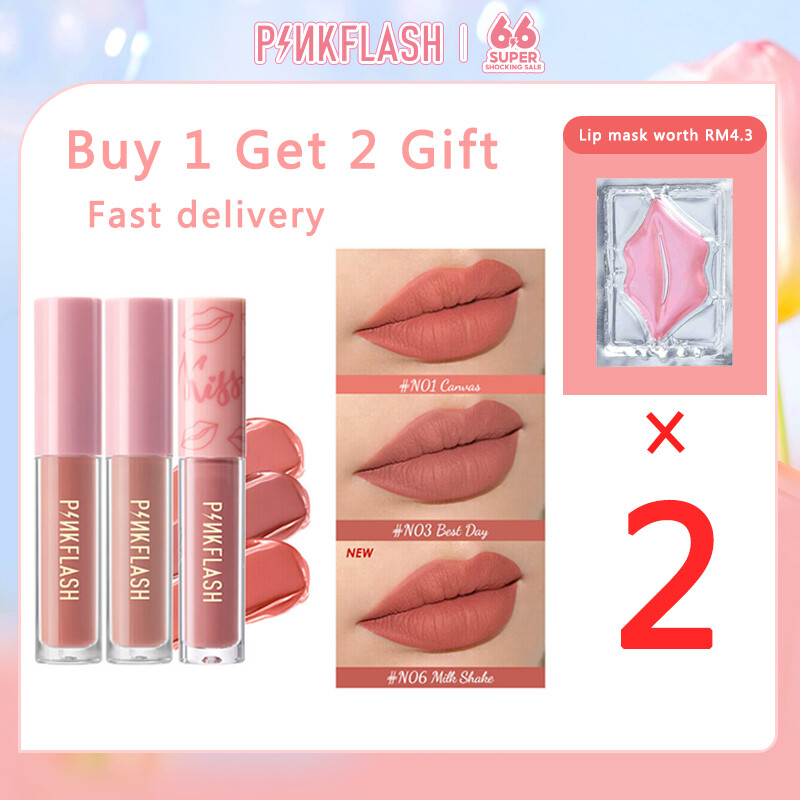 Gambar [Fast delivery]PINKFLASH #OhMyPinkFlash #OhMyKiss Soft Matte VE Moisturising Long lasting Waterproof Liquid Lipstick