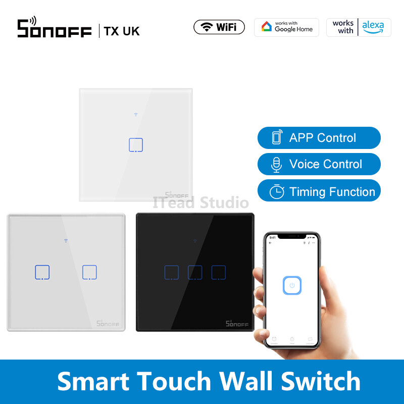 Công tắc tường WiFi ITEAD SONOFF TX Công tắc tường bảng điều khiển cảm ứng Vương quốc Anh Công tắc đèn không dây 1/2/3 Gang Công tắc thông minh Hẹn giờ ứng dụng Điều khiển từ xa cho phòng khách, phòng ngủ, hỗ trợ Alexa Google Home Nest