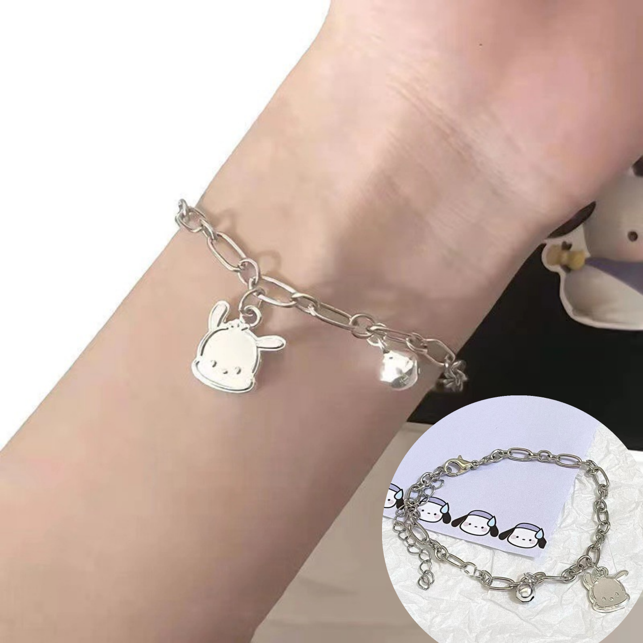 Cô gái dễ thương phim hoạt hình vòng đeo tay ngọt pacha vòng tay mặt trang trí hình chú chó sanrio phim hoạt hình phụ nữ vòng đeo tay có thể điều chỉnh đáng yêu hiện tại