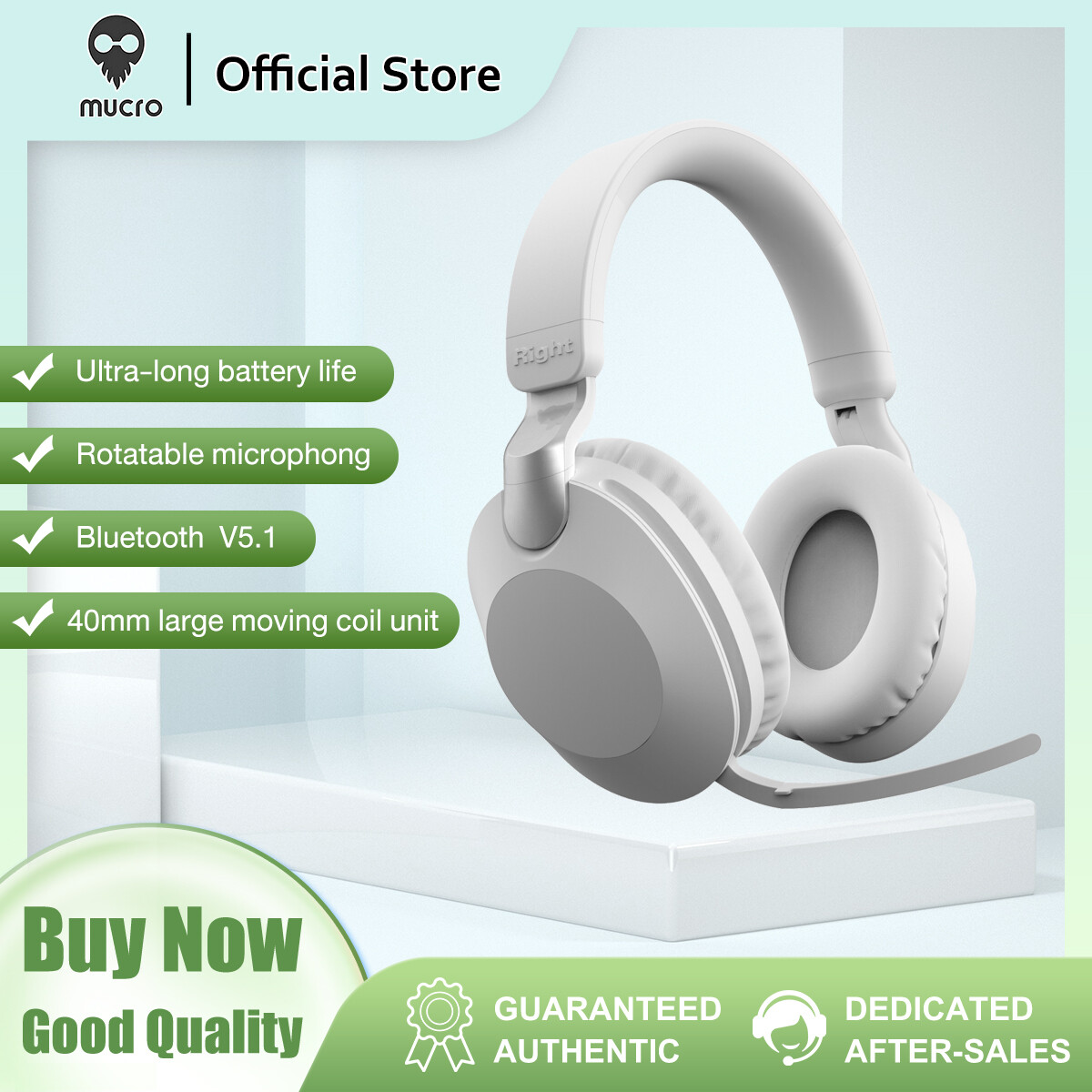 Mucro B2 Wireless Bluetooth 5.1 Foldable Noise Reduction Headset ราคา 540 บาท*ส่งฟรี
