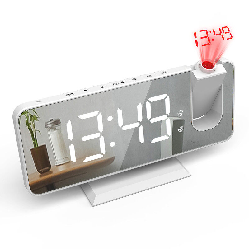 Đồng hồ báo thức kỹ thuật số chiếu 180 ° đồng hồ điện tử để bàn báo thức dua tự động làm mờ đồng hồ led 12/24h báo thức usb