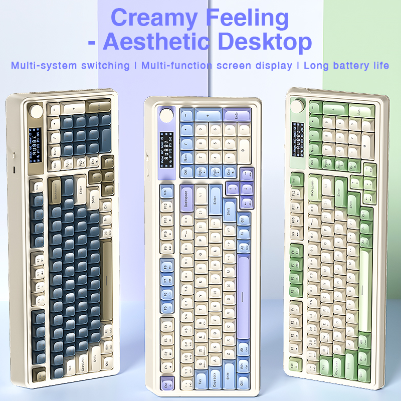 Aula S99 màng không dây kem cảm ứng Bàn phím chơi game hỗ trợ Bluetooth + 2.4G không dây + tyce-c có dây 3 chế độ kết nối gõ câm phù hợp cho văn phòng và chơi game