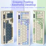 Aula S99 màng không dây kem cảm ứng Bàn phím chơi game hỗ trợ Bluetooth + 2.4G không dây + tyce-c có dây 3 chế độ kết nối gõ câm phù hợp cho văn phòng và chơi game