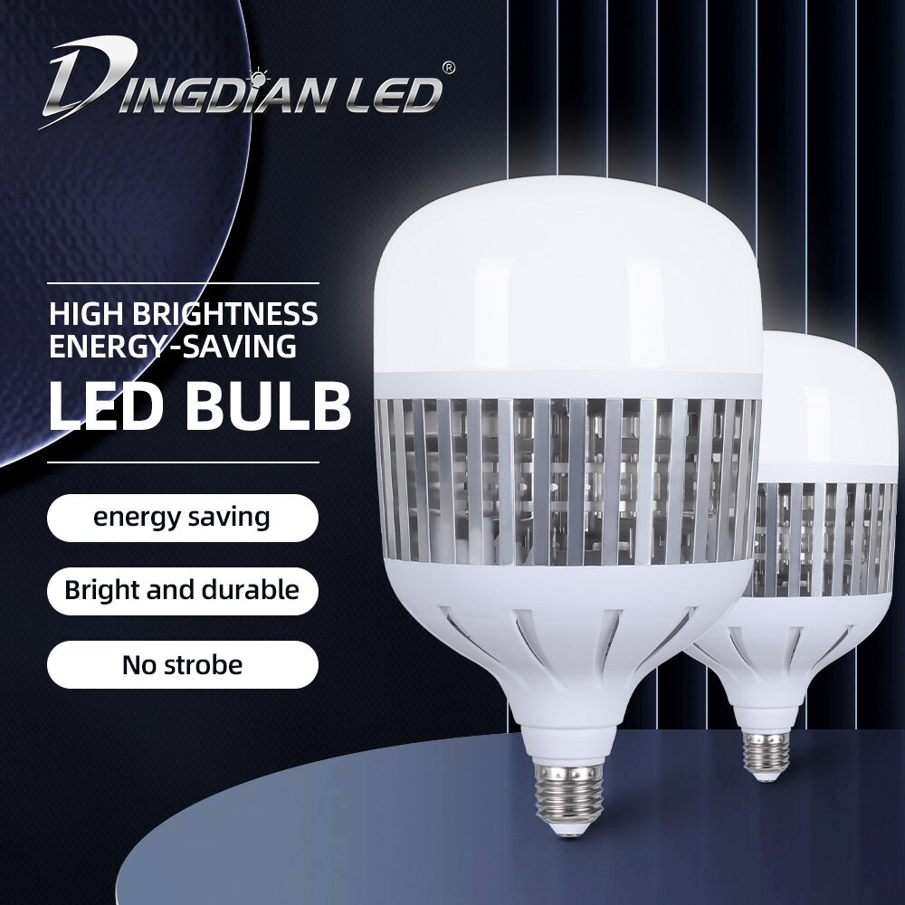 DINGDIAN dẫn công nghiệp dẫn bóng đèn E27, 50W/80W/100W/150W, ánh sáng trắng nhấp nháy với vây kim loại làm mát, hiệu suất lâu dài