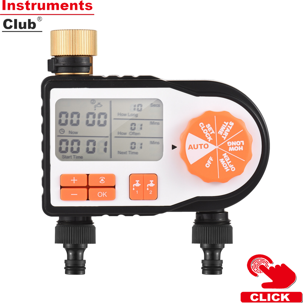 Instruments Bộ Hẹn Giờ Tưới Nước Tự Động Kỹ Thuật Số Với 2 Đầu Nối Vòi Hẹn Giờ Tưới Vườn Được Lập Trình Bộ Điều Khiển Tưới Thông Minh Cho Bãi Cỏ Đất Nông Nghiệp Sân Vườn Nhà Kính