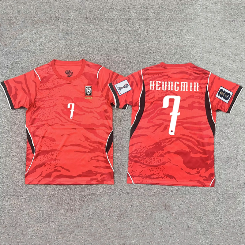 2026 World Cup USA, Canada, Mexico South Korea National Team Football Jersey Son Heung-min #7 Kim Min-jae #4 Lee Kang-in #18 Match Training Kit Short Sleeve Football Shirt