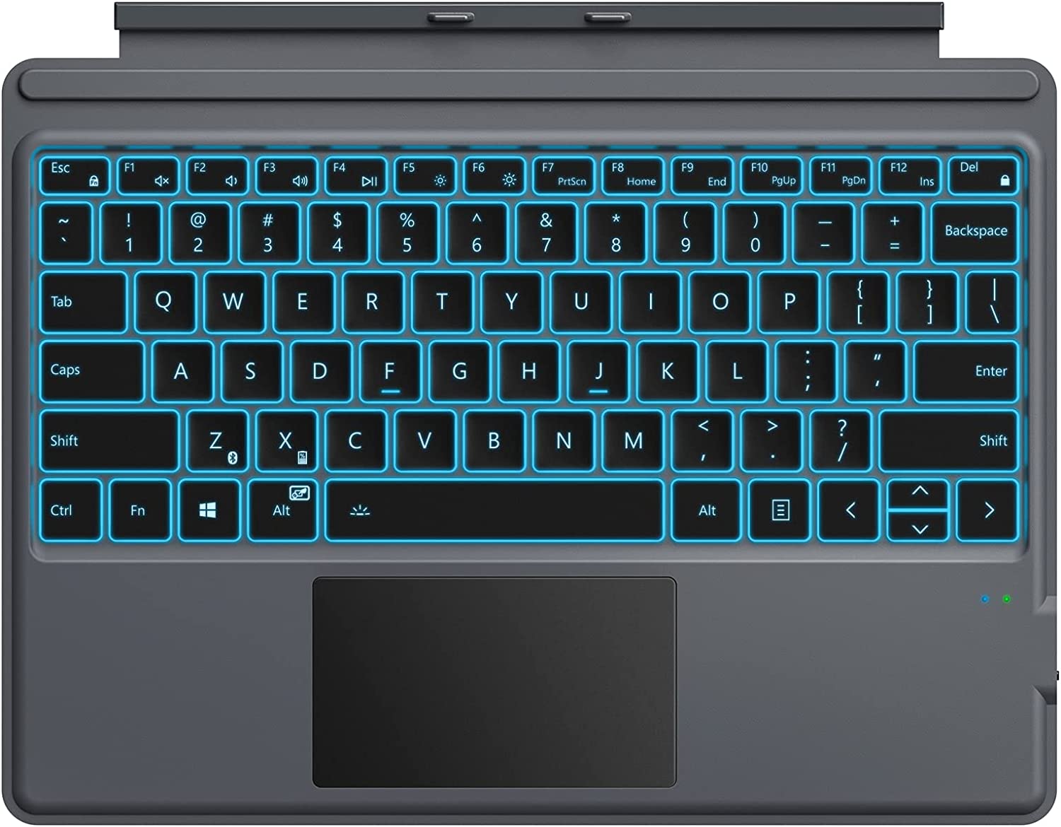 Moko type cover fit microsoft surface pro 9 & pro 9 5g 13 "2022/pro 8/pro x, bàn phím máy tính bảng bluetooth không dây siêu mỏng có bàn di chuột, đèn nền led 7 màu, pin sạc tích hợp