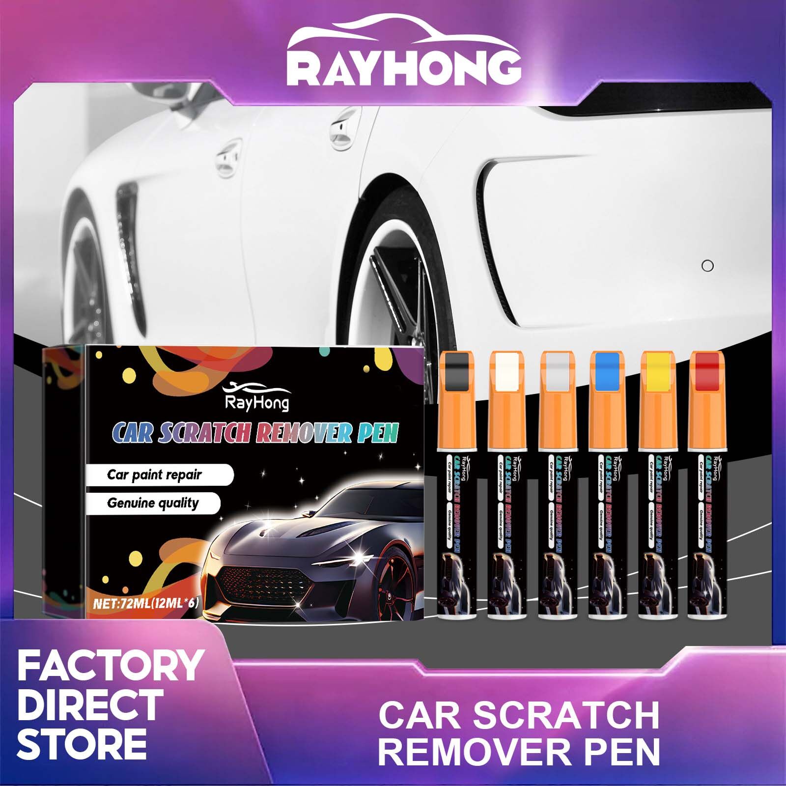 Rayhong sơn xe Trầy Xát Sửa Chữa bút đầu lông Không Thấm Nước Sơn bút đánh dấu Xe rãnh lốp Chăm Sóc Ô Tô Màu Đen Trắng Màu Đỏ Bạc 6 Màu Sắc Xe sửa chữa vết xước bút sơn Tự Động Cảm Ứng lên Bút Xe Trầy Xắc Xắc Rõ Ràng Remover Tự Làm Bút phụ kiện xe hơi