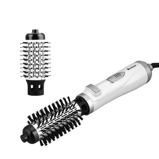 Gambar 2 In 1 Rotating Brush Hot Air Styler Comb Curling Iron Roll Styling Brush Hair Dryer Blow With Nozzles 2 Speed   3 Heat Setting
