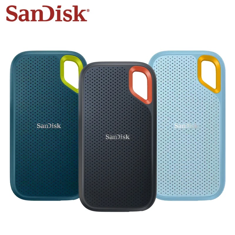 SanDisk Extreme SSD แบบพกพาได้อย่างรวดเร็ว E61การ์ดความจำ1050เมกะไบต์/วินาที4T 2 T 1T USB3.2 TYPC-C Gen2กันน้ำสีดำสีน้ำเงิน PSSD สีเขียว ราคา 1,470 บาท*ส่งฟรี