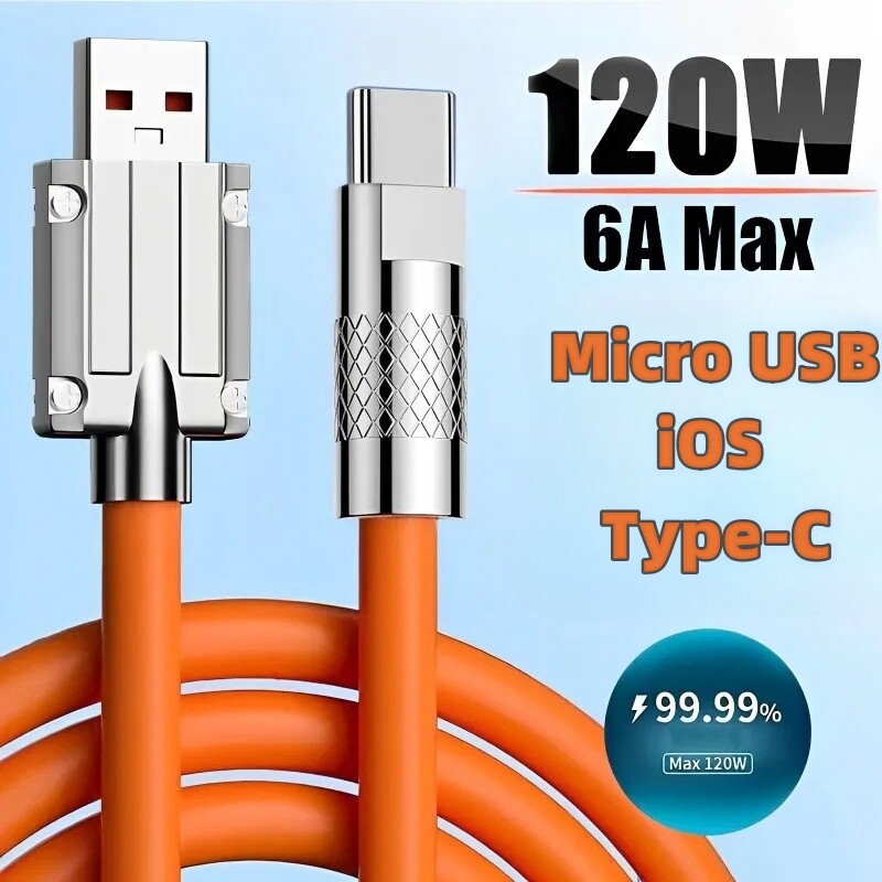 120w 6a siêu nhanh sạc cáp sạc typec ios micro usb sạc nhanh cáp dữ liệu