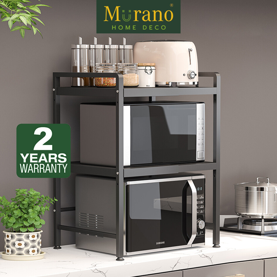 Gambar Murano 2 Layer Tingkat Expandable   Adjustable Microwave Rack Oven Shelf Rak Stainless Steel for Kitchen Countertop Storage