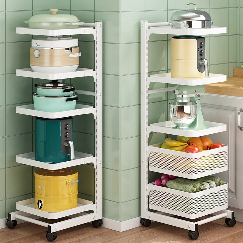 Gambar Kitchen pot frame multilayer shelf floor household vegetable put pot rack multi functional mobile baking pans to receive