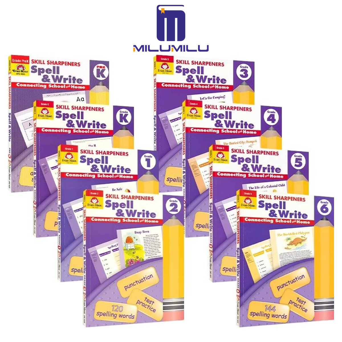 Evan-Moor Skill Sharpeners Spell and Write Workbook, Kindergarten, Spelling Patterns, Test Prep, Word Families, Short Vowels, Grammar, Punctuation, Matching, Vocabulary, Activities, Homeschool Paperback ราคา 661 บาท*ส่งฟรี